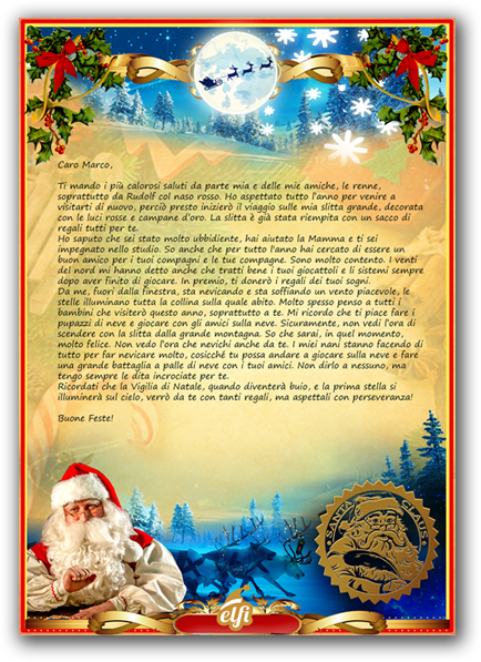 Lettera personalizzata di Babbo Natale per bambini